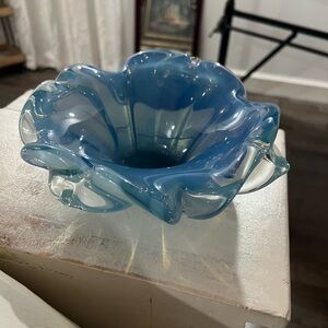 Vintage Italian Murano Glass Bowl Dish Wavy Petals